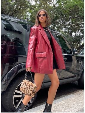 Princess Polly Red Faux Leather Jacket